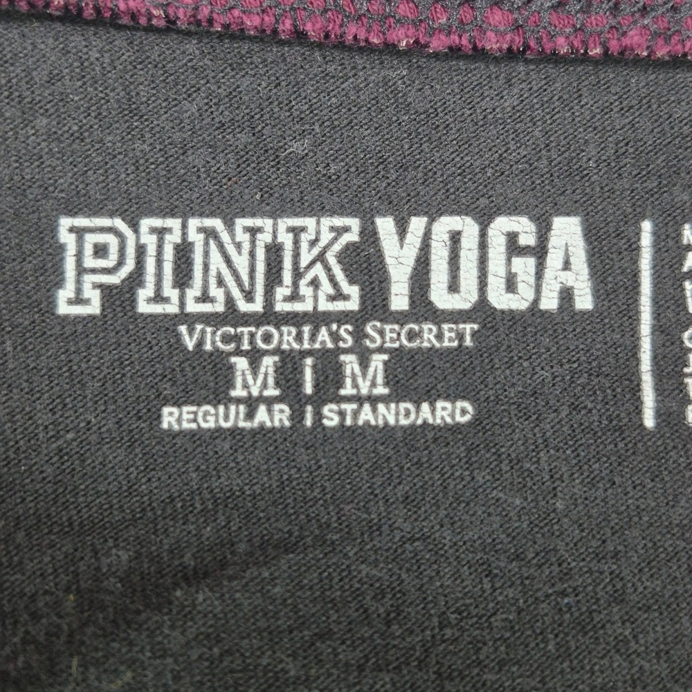 Victoria's Secret PINK Yoga Pants Womens Medium Black Foldover Rhinestone Flare - Picture 4 of 13